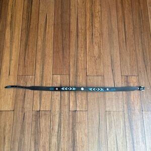 Women's Western Belt Circle Y Of Yoakum Made In  TX Handmade Leather Sz 36 Black